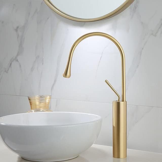 Sink Taps Mixer Tap, Bathroom Faucet Grey Basin Faucet Hot Cold Brushed Gold Sink Faucet Brass Faucet Kitchen Faucet Swivel Sink Water Crane
