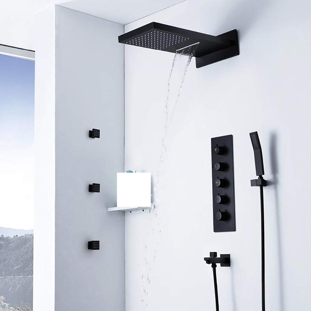 Bathroom Shower Set,Shower System Wall Mounted with High Pressure Rainfall Shower Head, Handheld Shower Head and Shower Faucet Rough-In Valve Body an,Shower System