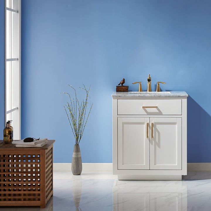 Altair - Ivy 30" Single Bathroom Vanity Set with Carrara White Marble Countertop