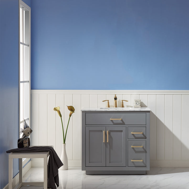 Altair - Ivy 36" Single Bathroom Vanity Set with Carrara White Marble Countertop