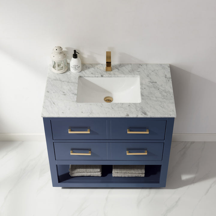 Altair - Remi 36" Single Bathroom Vanity Set in Marble Countertop
