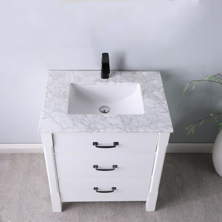 Altair - Maribella 30" Single Bathroom Vanity Set with Carrara White Marble Countertop