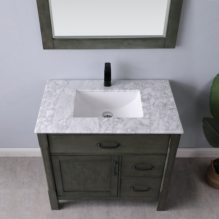 Altair - Maribella 36" Single Bathroom Vanity Set with Carrara White Marble Countertop