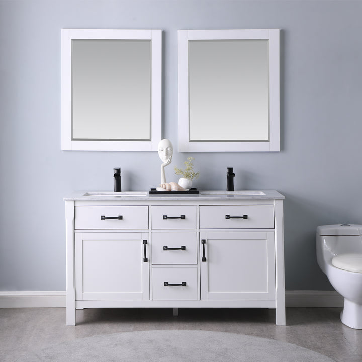 Altair - Maribella 60" Double Bathroom Vanity Set with Carrara White Marble Countertop