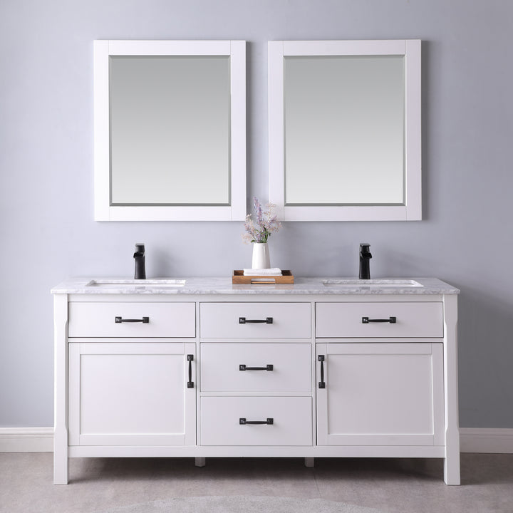 Altair - Maribella 72" Double Bathroom Vanity Set with Carrara White Marble Countertop