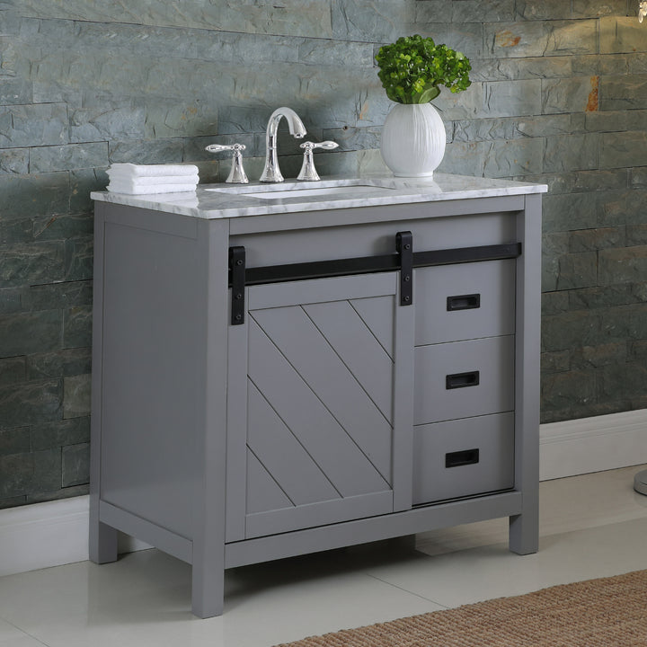 Altair - Kinsley 36" Single Bathroom Vanity Set with Carrara White Marble Countertop
