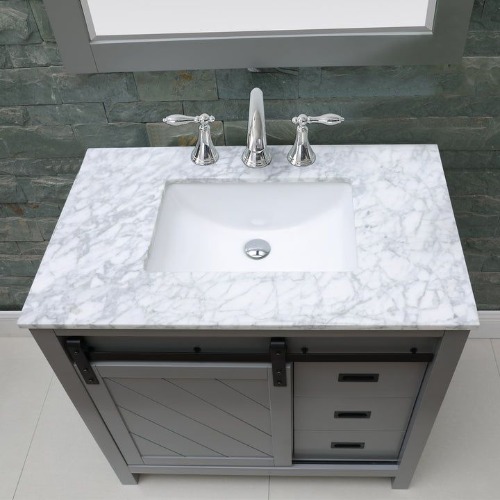 Altair - Kinsley 36" Single Bathroom Vanity Set with Carrara White Marble Countertop