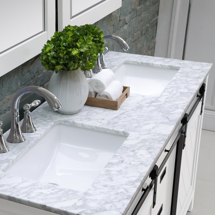 Altair - Kinsley 60" Double Bathroom Vanity Set with Carrara White Marble Countertop