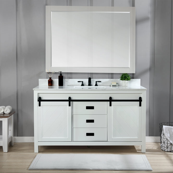 Altair - Kinsley 60" Single Bathroom Vanity Set with Aosta White Marble Countertop