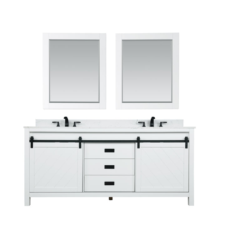 Altair - Kinsley 72" Double Bathroom Vanity Set with Aosta White Marble Countertop