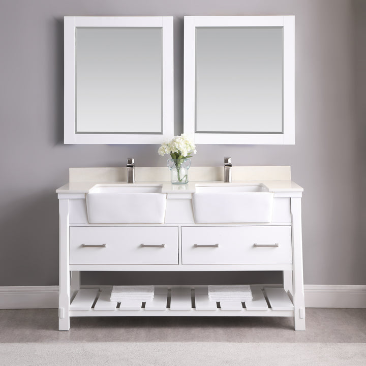 Altair - Georgia 60" Double Bathroom Vanity Set with White Farmhouse Basins