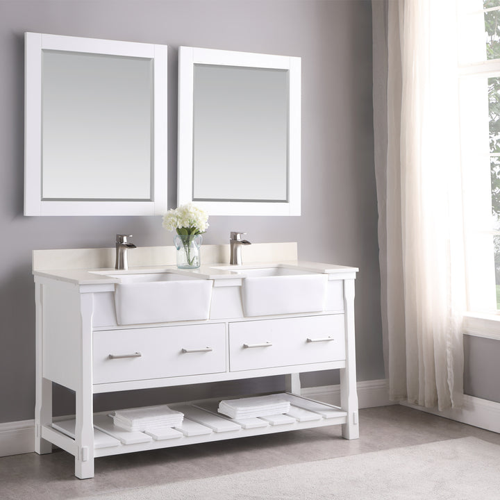 Altair - Georgia 60" Double Bathroom Vanity Set with White Farmhouse Basins