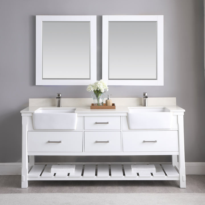 Altair - Georgia 72" Double Bathroom Vanity Set with White Farmhouse Basins