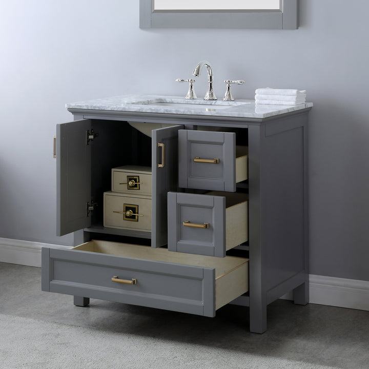 Altair - Isla 36" Single Bathroom Vanity Set with Carrara White Marble Countertop