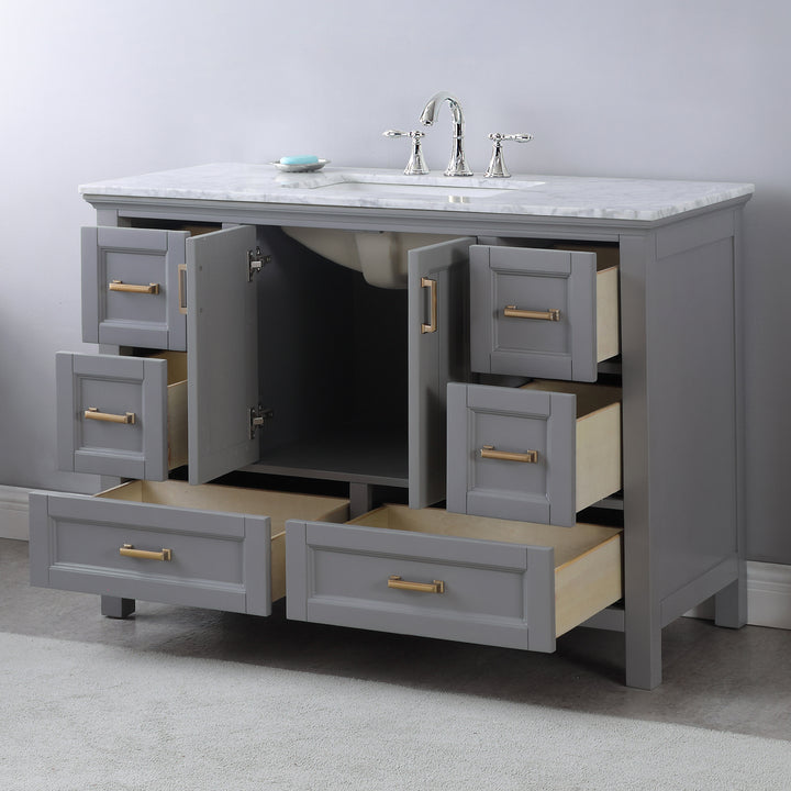 Altair - Isla 48" Single Bathroom Vanity Set with Carrara White Marble Countertop
