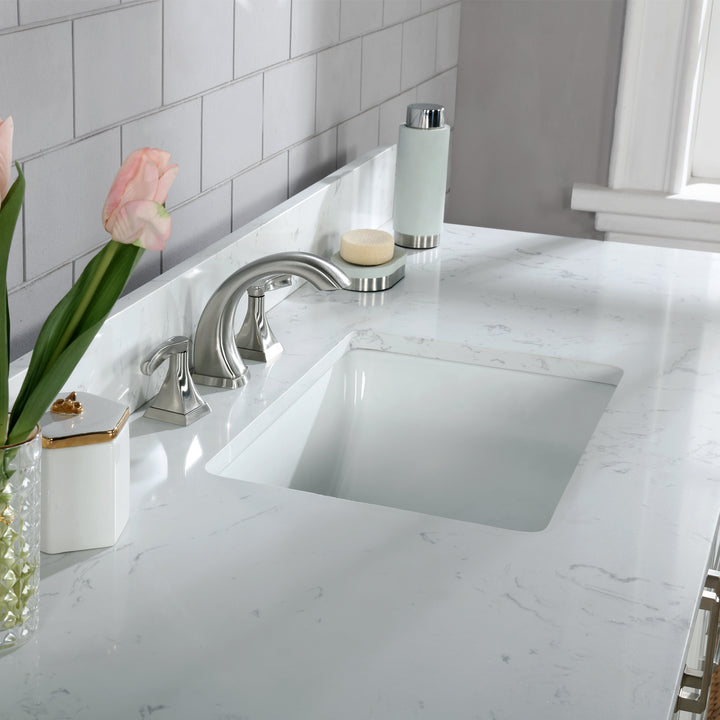 Altair - Isla 60" Single Bathroom Vanity Set with White Composite Aosta Marble Countertop
