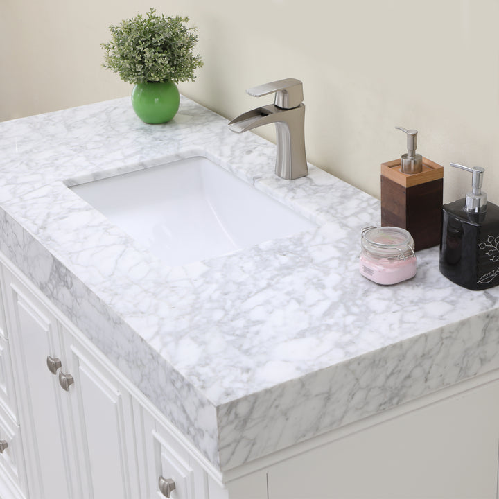 Altair - Jardin 48" Single Bathroom Vanity Set with Carrara White Marble Countertop