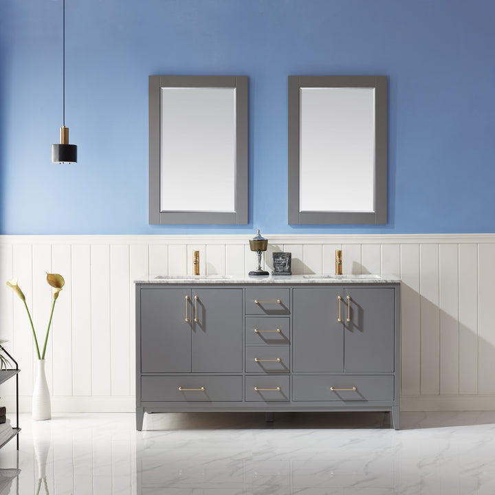 Altair - Sutton 60" Double Bathroom Vanity Set with Marble Countertop
