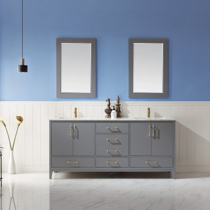 Altair - Sutton 72" Double Bathroom Vanity Set with Marble Countertop