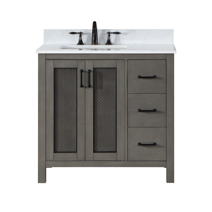 Altair - Hadiya 36" Single Bathroom Vanity Set with Aosta White Composite Stone Countertop