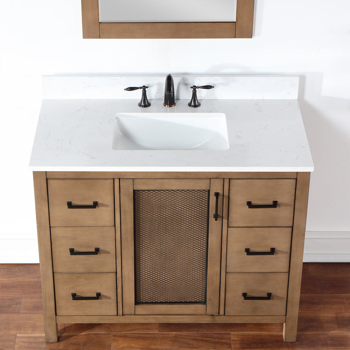Altair - Hadiya 42" Single Bathroom Vanity Set with Aosta White Composite Stone Countertop