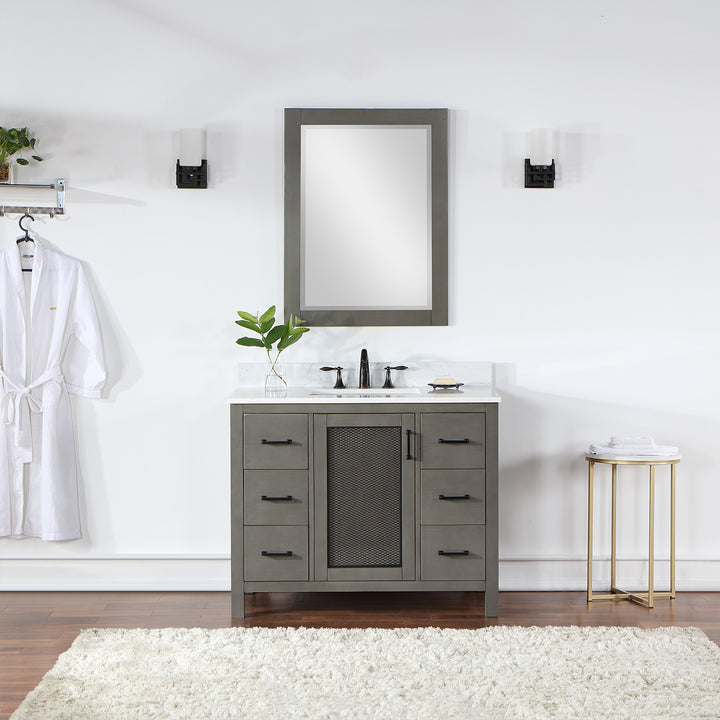 Altair - Hadiya 42" Single Bathroom Vanity Set with Aosta White Composite Stone Countertop