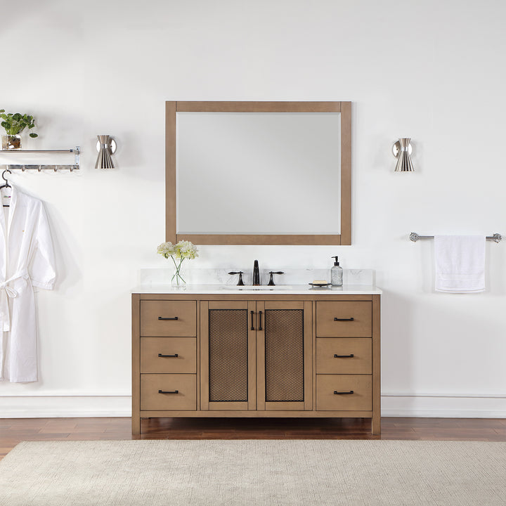 Altair - Hadiya 60" Single Bathroom Vanity Set with Aosta White Composite Stone Countertop