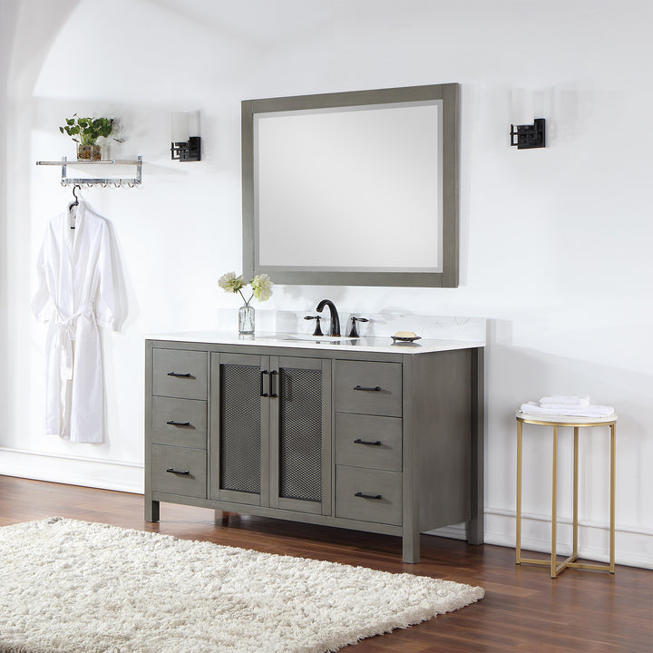 Altair - Hadiya 60" Single Bathroom Vanity Set with Aosta White Composite Stone Countertop