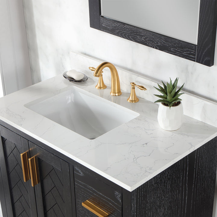 Altair - Gazsi 36" Single Bathroom Vanity Set with Grain White Composite Stone Countertop