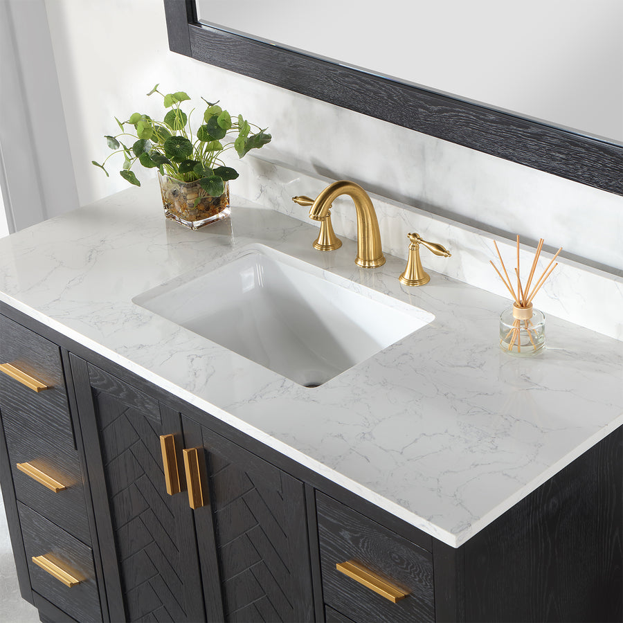 Altair - Gazsi 48" Single Bathroom Vanity Set with Grain White Composite Stone Countertop