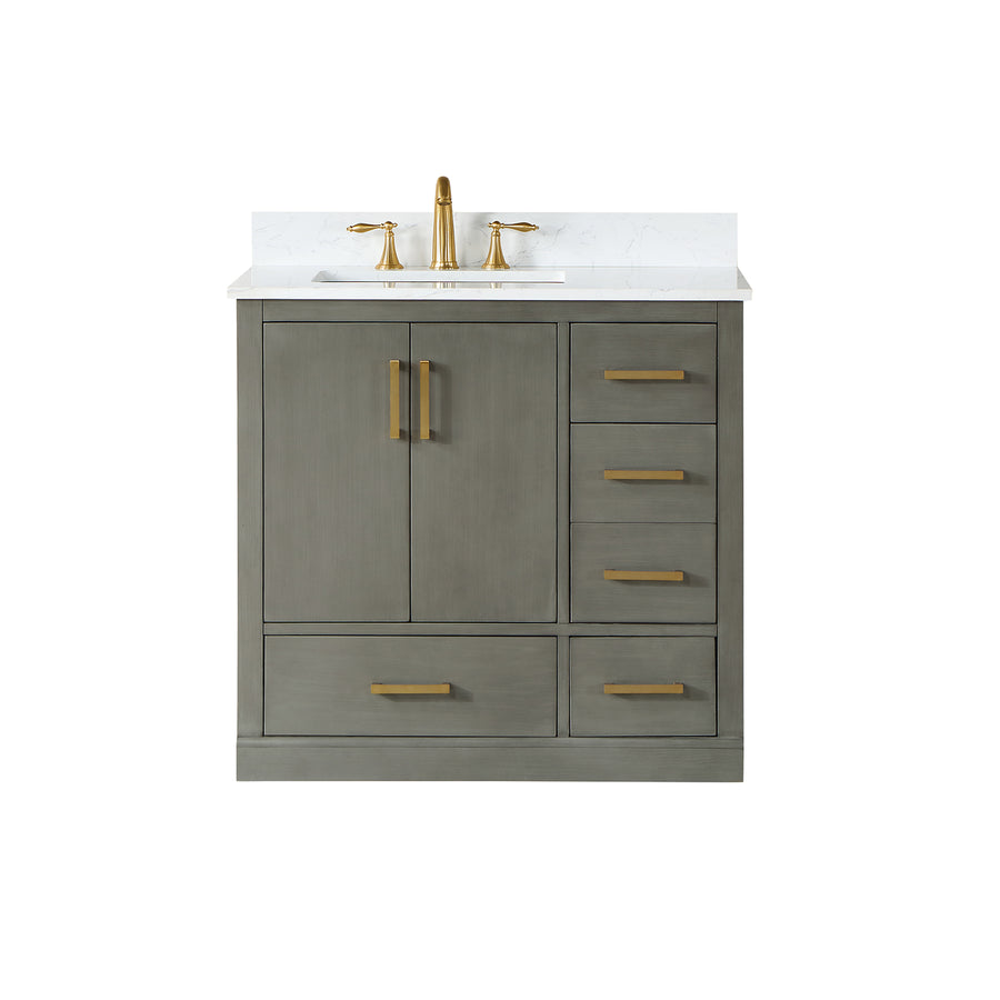 Altair - Monna 36" Single Bathroom Vanity Set with Aosta White Composite Stone Countertop