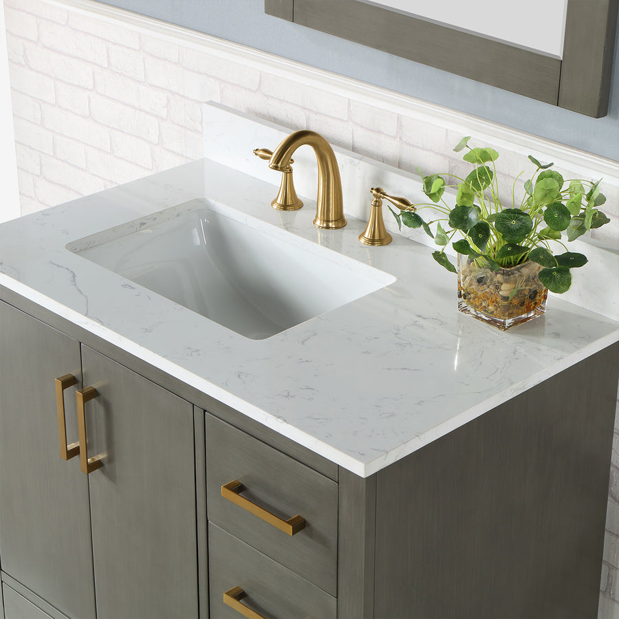 Altair - Monna 36" Single Bathroom Vanity Set with Aosta White Composite Stone Countertop