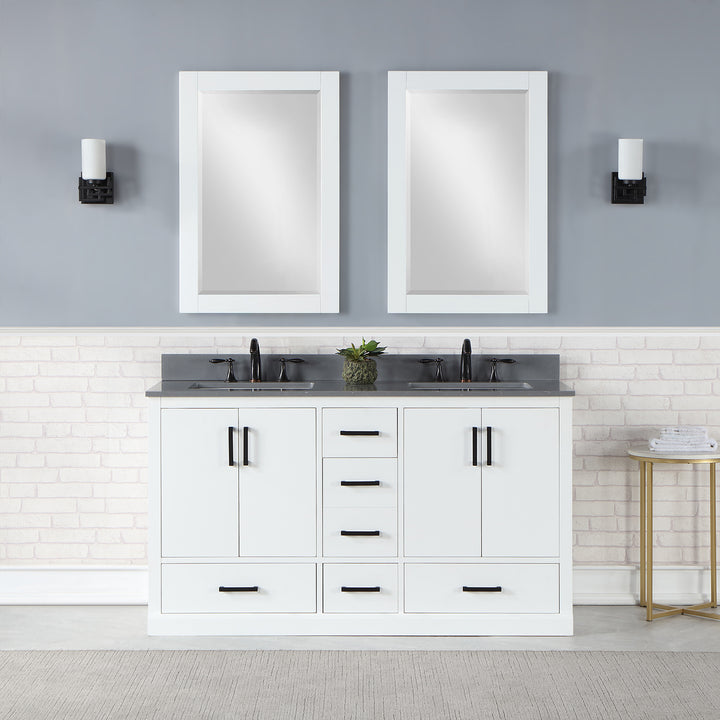 Altair - Monna 60" Double Bathroom Vanity Set with Aosta White Composite Stone Countertop