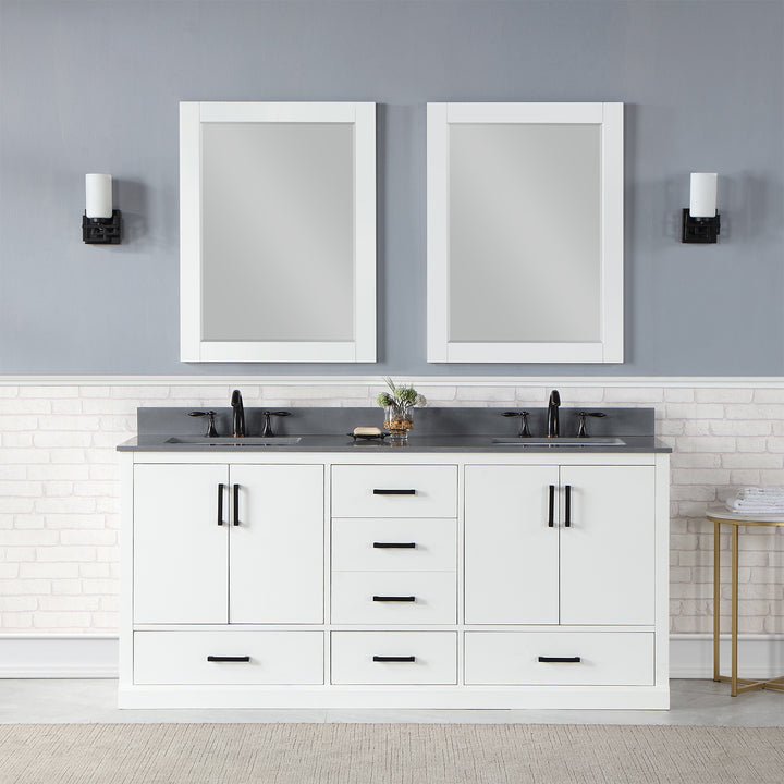 Altair - Monna 72" Double Bathroom Vanity Set with Aosta White Composite Stone Countertop
