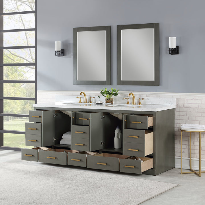 Altair - Monna 84" Double Bathroom Vanity Set with Aosta White Composite Stone Countertop
