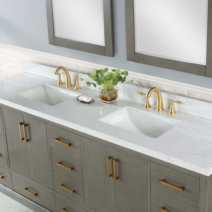Altair - Monna 84" Double Bathroom Vanity Set with Aosta White Composite Stone Countertop
