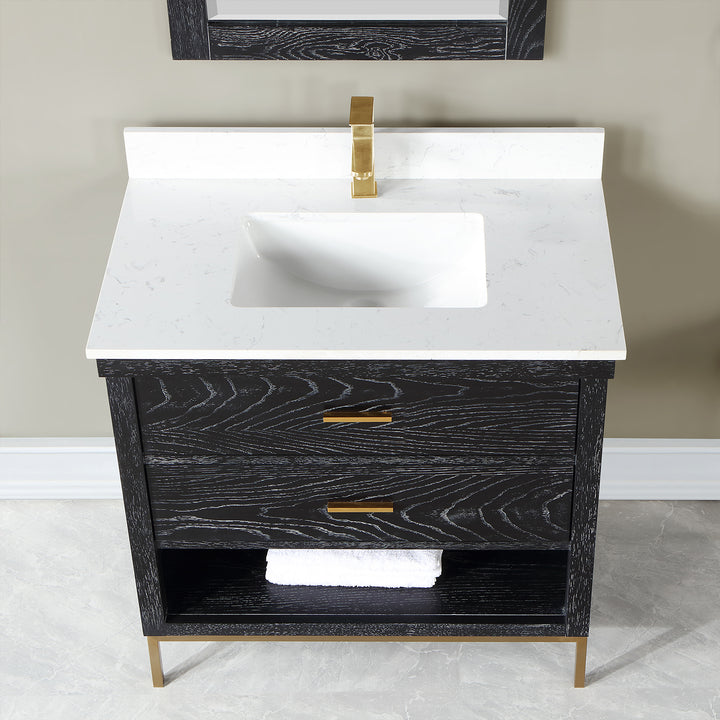 Altair - Kesia 36" Single Bathroom Vanity Set with Aosta White Composite Stone Countertop