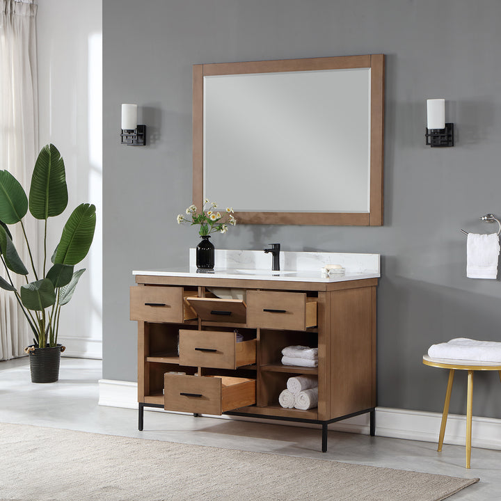 Altair - Kesia 48" Single Bathroom Vanity Set with Aosta White Composite Stone Countertop