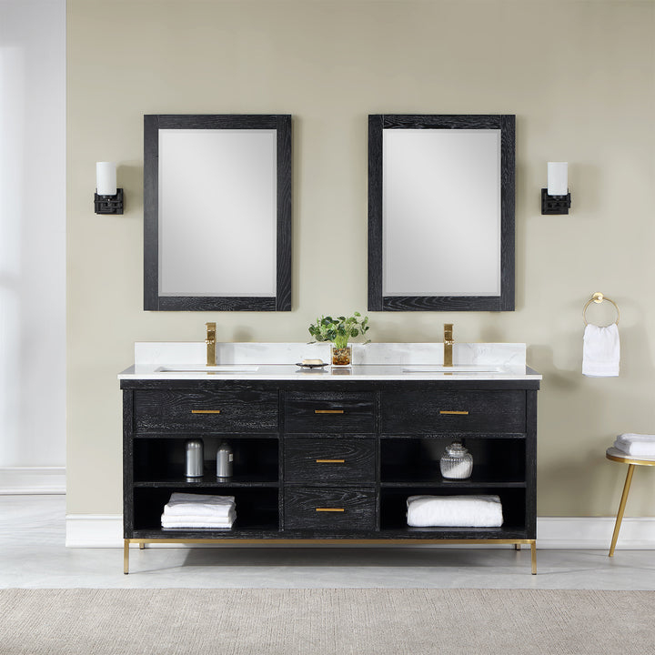 Altair - Kesia 72" Double Bathroom Vanity Set with Aosta White Composite Stone Countertop