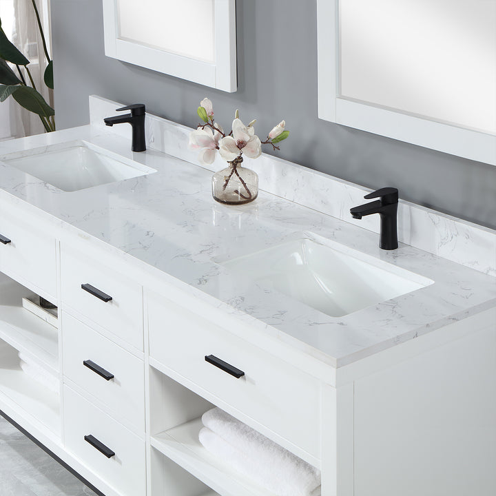 Altair - Kesia 72" Double Bathroom Vanity Set with Aosta White Composite Stone Countertop