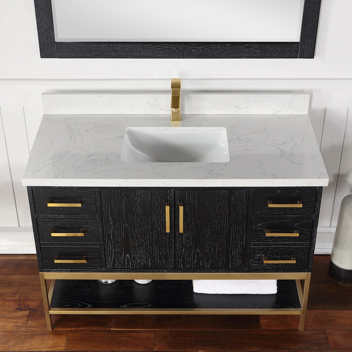 Altair - Wildy 48" Single Bathroom Vanity Set with Grain White Composite Stone Countertop