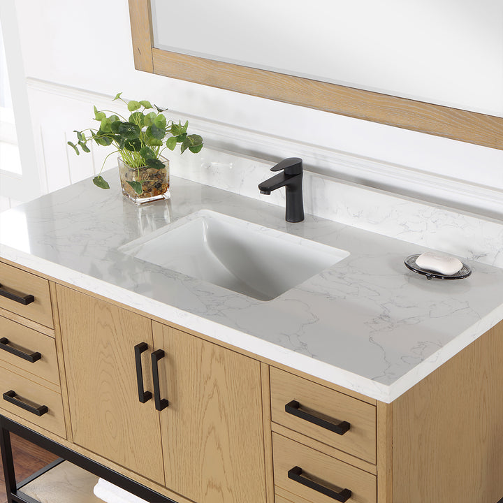 Altair - Wildy 48" Single Bathroom Vanity Set with Grain White Composite Stone Countertop