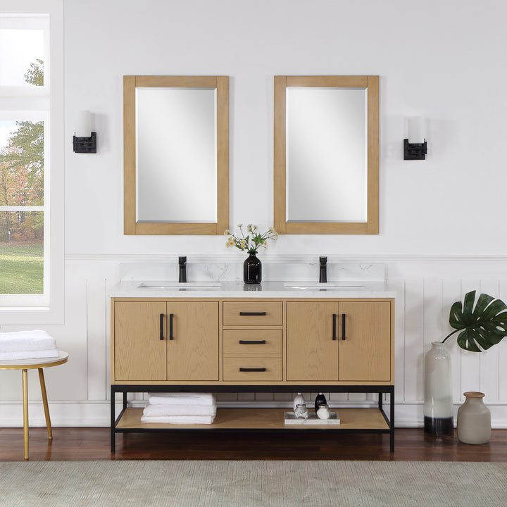 Altair - Wildy 60" Double Bathroom Vanity Set with Grain White Composite Stone Countertop