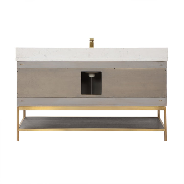 Altair - Wildy 60" Single Bathroom Vanity Set with Grain White Composite Stone Countertop