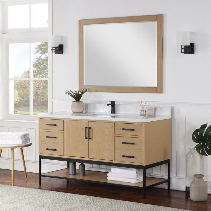 Altair - Wildy 60" Single Bathroom Vanity Set with Grain White Composite Stone Countertop