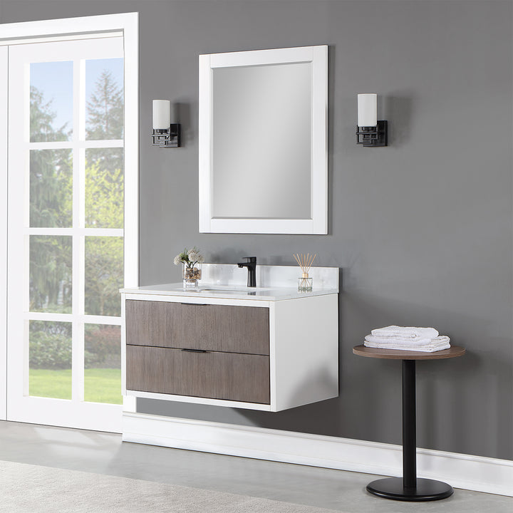 Altair - Dione Single Bathroom Vanity Set with Aosta White Stone Countertop