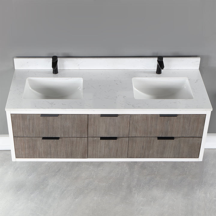 Altair - Dione 60" Double Bathroom Vanity Set with Aosta White Stone Countertop