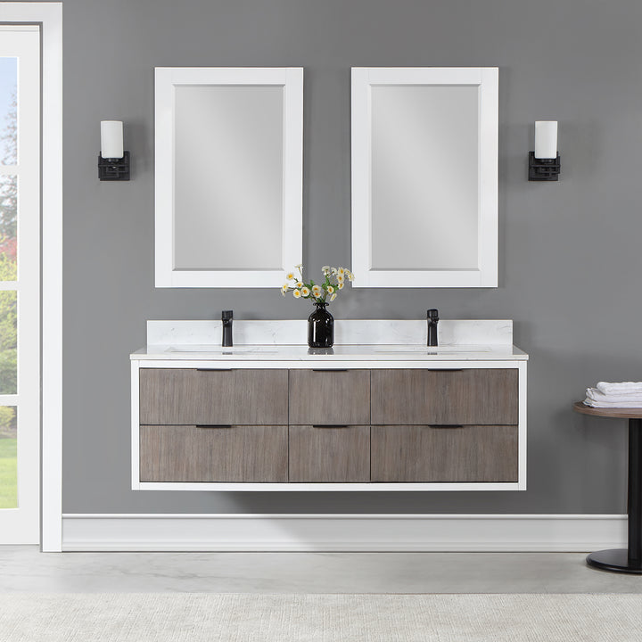 Altair - Dione 60" Double Bathroom Vanity Set with Aosta White Stone Countertop