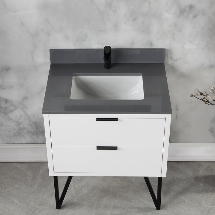 Altair - Helios 30" Single Bathroom Vanity Set with Concrete Gray Stone Countertop