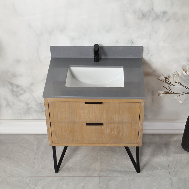 Altair - Helios 30" Single Bathroom Vanity Set with Concrete Gray Stone Countertop